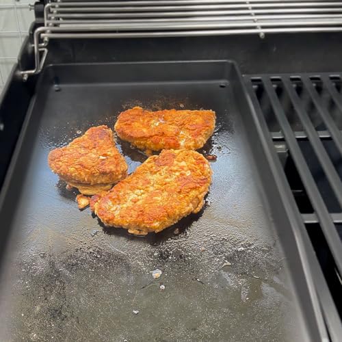 WELL GRILL 44,5x26cm Gusseisen Grillplatte mit Grillspachtel Set für Weber Spirit 210 & 310 Serie Gasgrills, Universal Plancha Grillschale Zubehör für Gasgrill und Holzkohlegrill