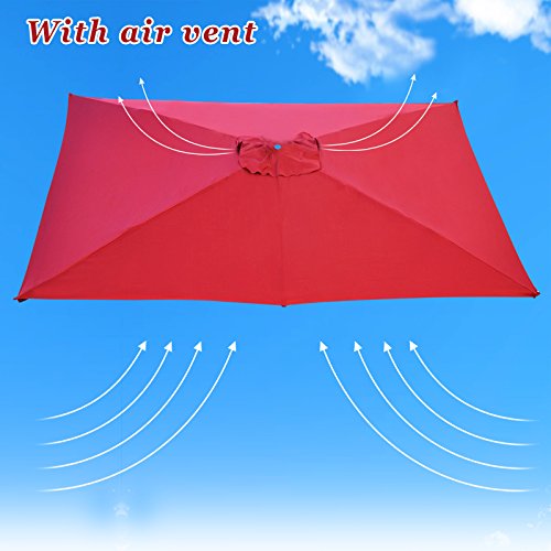 Strong Camel Replacement Umbrella Canopy For 10Ft X 6.5 Ft 6 Ribs Patio Umbrella Top Cover Outdoor Market (Canopy Only) (Burgundy) #TOP5