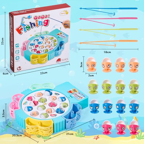 yoptote Angelspiel Spiele ab 3 Jahren- Angelspiel ab 2 Jahre Fische Angeln Spiel Kinder Spielzeug ab 3 Jahre, Angeln Brettspiel Game Set Geschenke für 2 3 4 Jährige, Musik und Pädagogischem Spielzeug