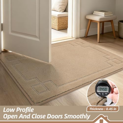 Image of BEQHAUSE Door Mat 32 inch x 48 inch, Non-Slip Door Mats Indoor Washable, Beige