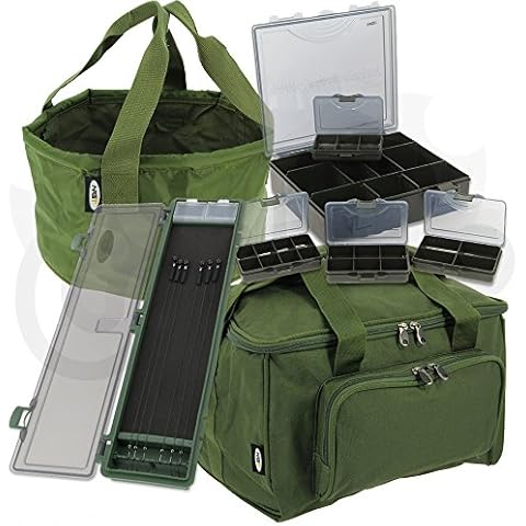 NGT Karpfen-Angelset, 4+1-Angelkasten-Set, Tragetasche Quickfish Cover