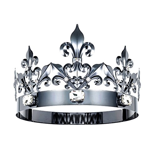 DcZeRong Queen Crown King Crowns Women Men Birthday Crown Prom Queen King Standard Size Adult Crystal Black Metal Crown Cake Topper Wedding Bridal Homecoming Cosplay Costume King Crowns Tiaras