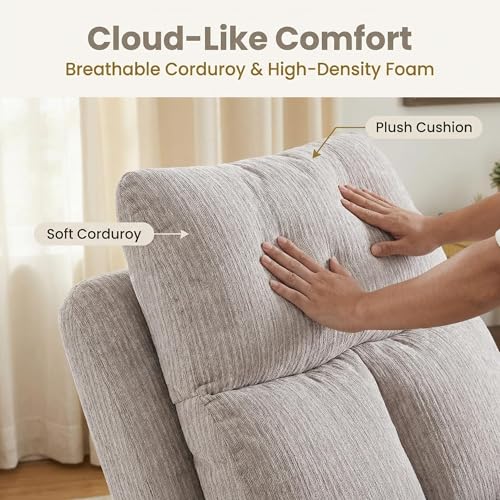 Image of Oversized Rocker Recliner Chair, Manual Swivel Rocking Recliners with Adjustable Backrest Footrest for Adults, 360 Swivel Lazy Boy Recliner Chairs for Living Room, Reading, Bedroom, Beige