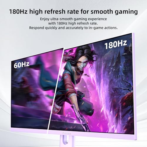 Image of FYHXele 27 inch Gaming Monitor, 180Hz Computer Monitor FHD 1080P Fast IPS Panel Pc Monitor, sRGB100%,1ms, DisplayPort /HDMI /Eye Care /Wall Mount Compatible-Purple