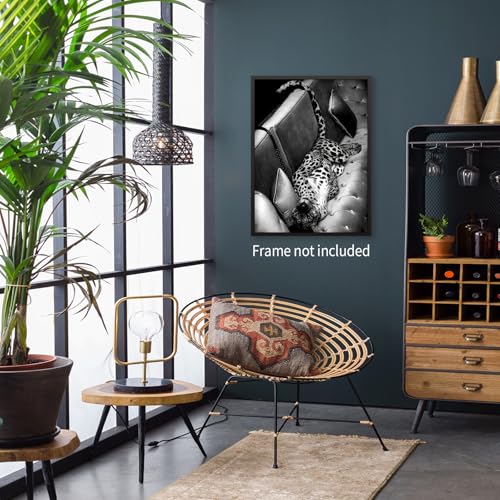 Impressions sur toile de léopard noir et blanc tableau Panther 40x61