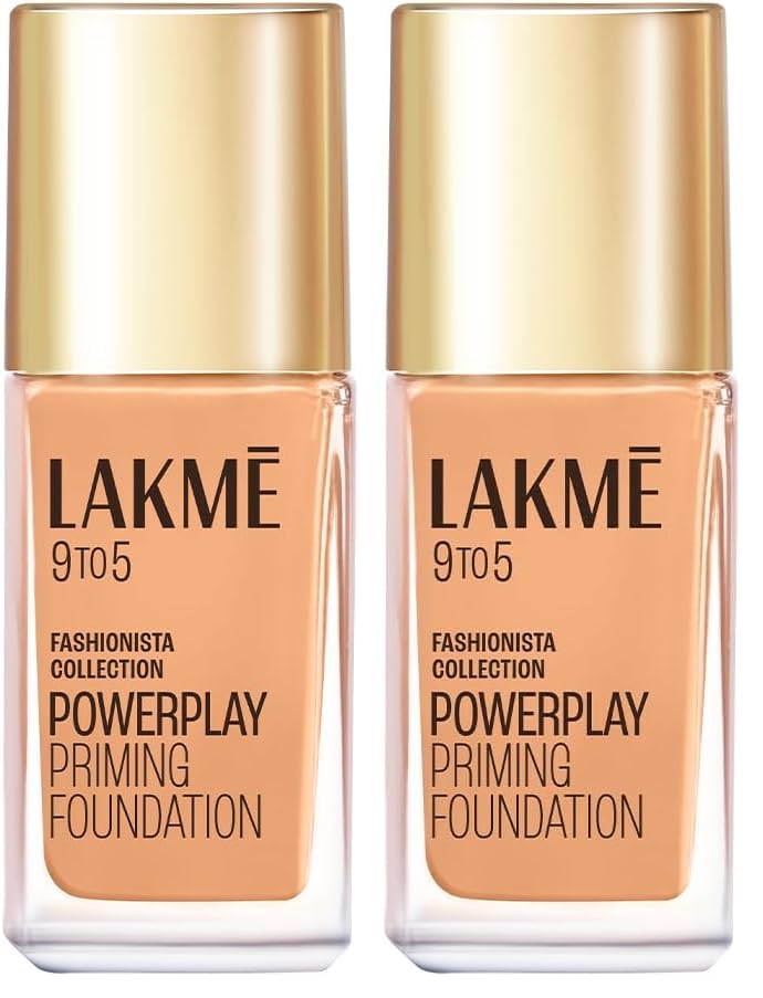 Image of LAKME Powerplay Priming Foundation Liquid, Natural, Flawless Finish, Medium To Full Coverage, Built in Primer, Long Lasting, SPF 20, Warm Natural, 25ml (Pack of 2)