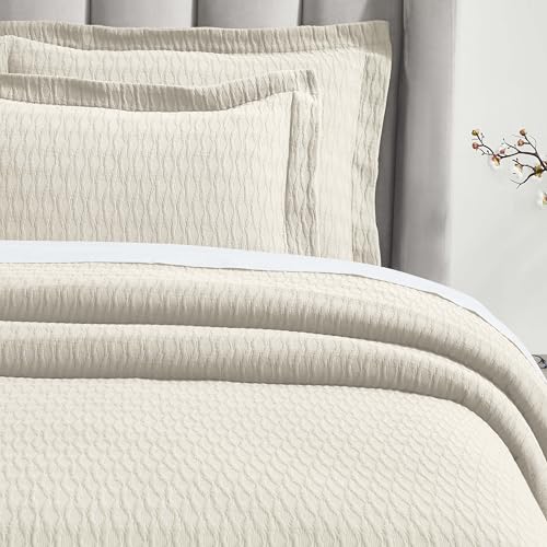 Superior 3 Piece Cotton Bedspread Set, Home Bed Decor, Decorative Bed Spread, 2 Pillow Shams, Medium...