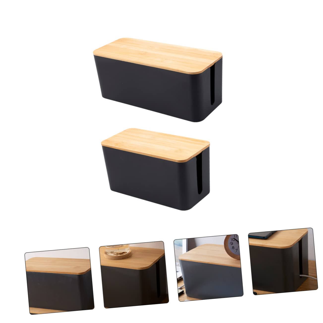 Boîte de Prise 2 Pièces en Bois et Plastique, pour Câbles