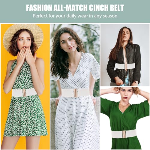 Wide Elastic Belt for Women, Stretch Waist Belt Ladies Dress Buckle Belt Vintage Cinch Belt Adjustable Waistband2