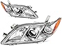 AUTOSAVER88 Headlight Assembly Compatible with 2007-2009 Camry Exclude Hybird Projector Chrome Housing Amber Reflector Clear Lens Headlamps Replacement