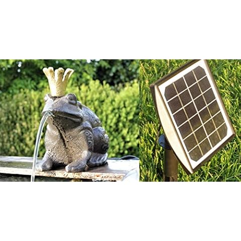 powershop11 Wasserspeier Froschkönig Guß 13 cm mit Solarpumpe Solaris 170 Cover