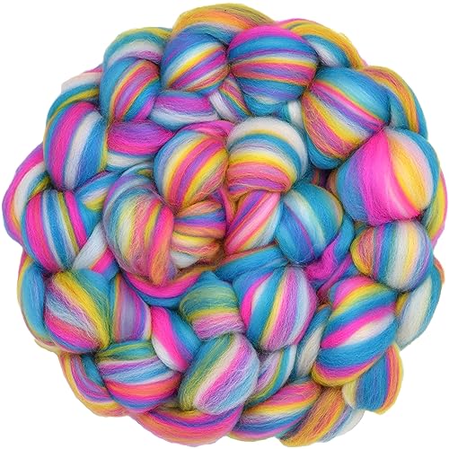 Image of Combed Top Roving. Limited Edition Fiber for Spinning, Needle Felting, Wet Felting, Weaving and Crafting. Colorful Designer Merino, Malibu