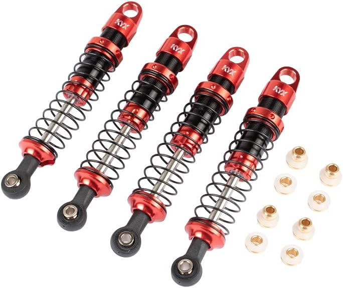 KYX Racing CNC Machined Aluminum 82mm Black Front Rear Suspension Shocks Upgrades Parts Accessories for 1/18 RC Crawler Car Axial UTB18 Capra Unlimited Trail Buggy (Red)