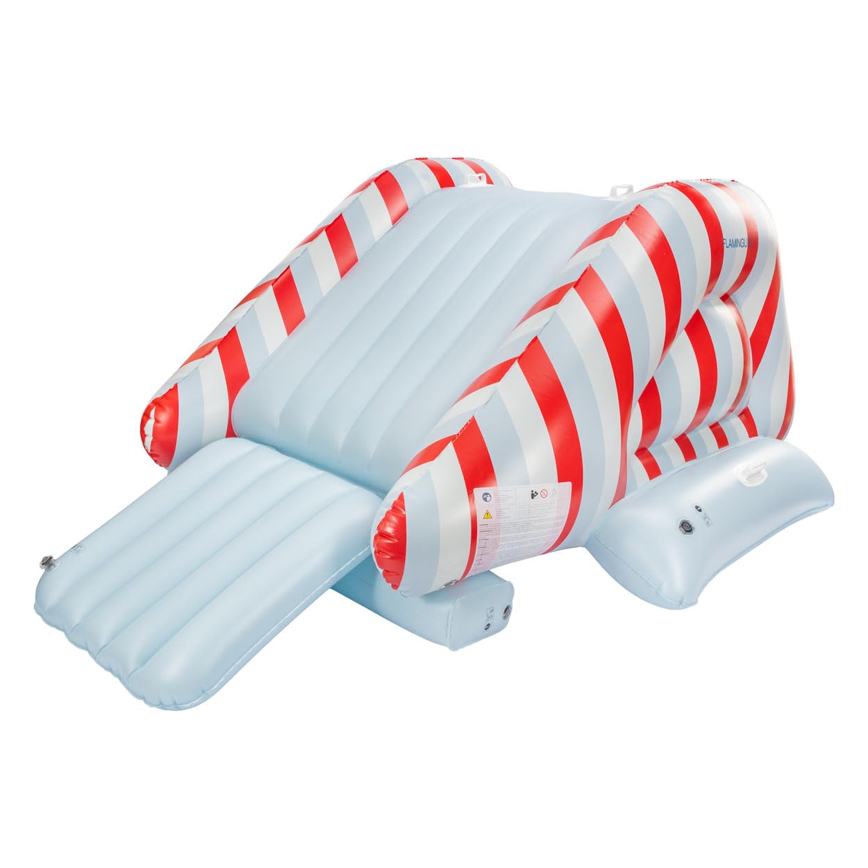Flamingueo Tobogán Acuático Infantil con Sistema de Aspersor Incoporado | Material PVC Resistente, 6 Asas de Agarre, Base Estable con Válvulas de Agua, Azul y Rojo