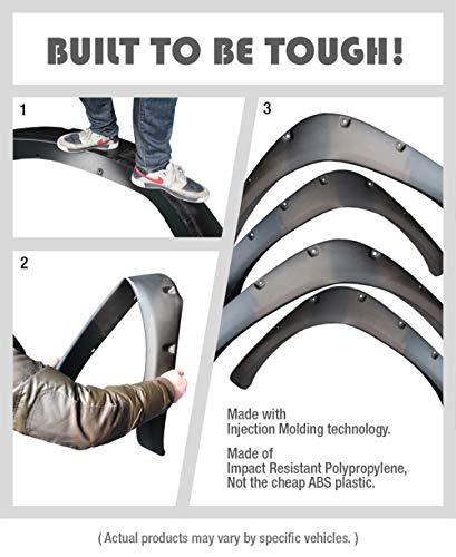 Tyger Auto Tg-Ff8C4068 Compatible With 2007-2014 Chevy Silverado (Not Compatible With Short Bed) | Paintable Smooth Matte Black Pocket Bolt-Riveted Style Fender Flare Set, 4 Piece #TOP6