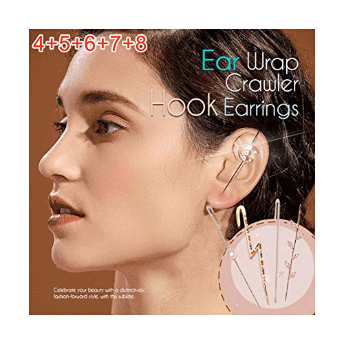 Domeilleur 1 / 5pcs Oreille Wrap Crawler Crochet Boucles d'oreilles Femmes Alliage Strass Haute Poli Boucles d'oreilles