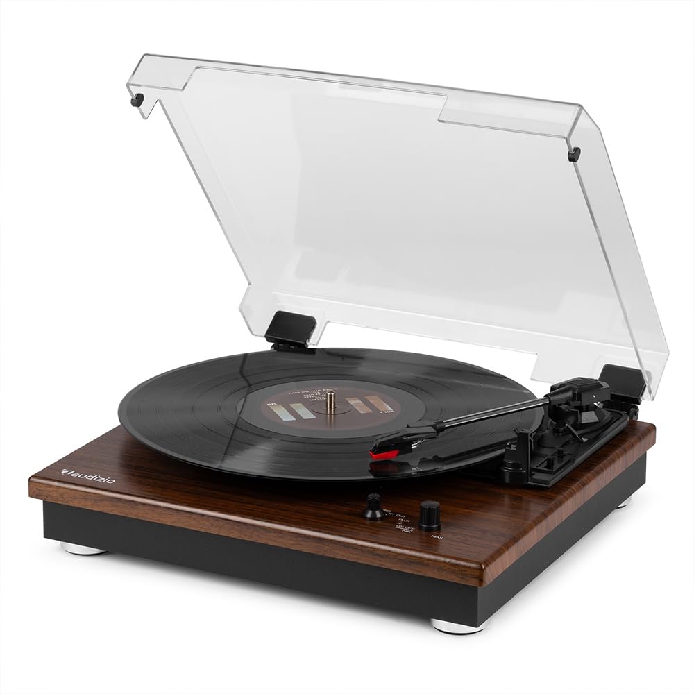 Audizio RP112AD - Platino in vinile Bluetooth in & Out - Acacia, altoparlanti stereo integrati, riproduzione dischi 33, 45 e 78 giri, un giradischi ideale per decorare e ascoltare i tuoi vinili