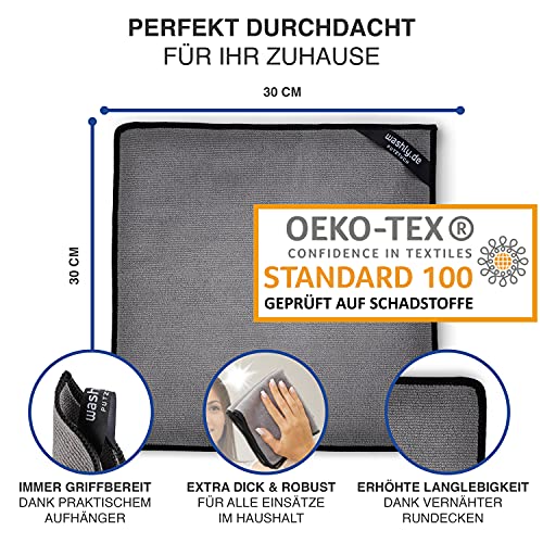 Microfasertuch washly Putztücher Oeko-TEX 30 x 30 cm, 4 graue