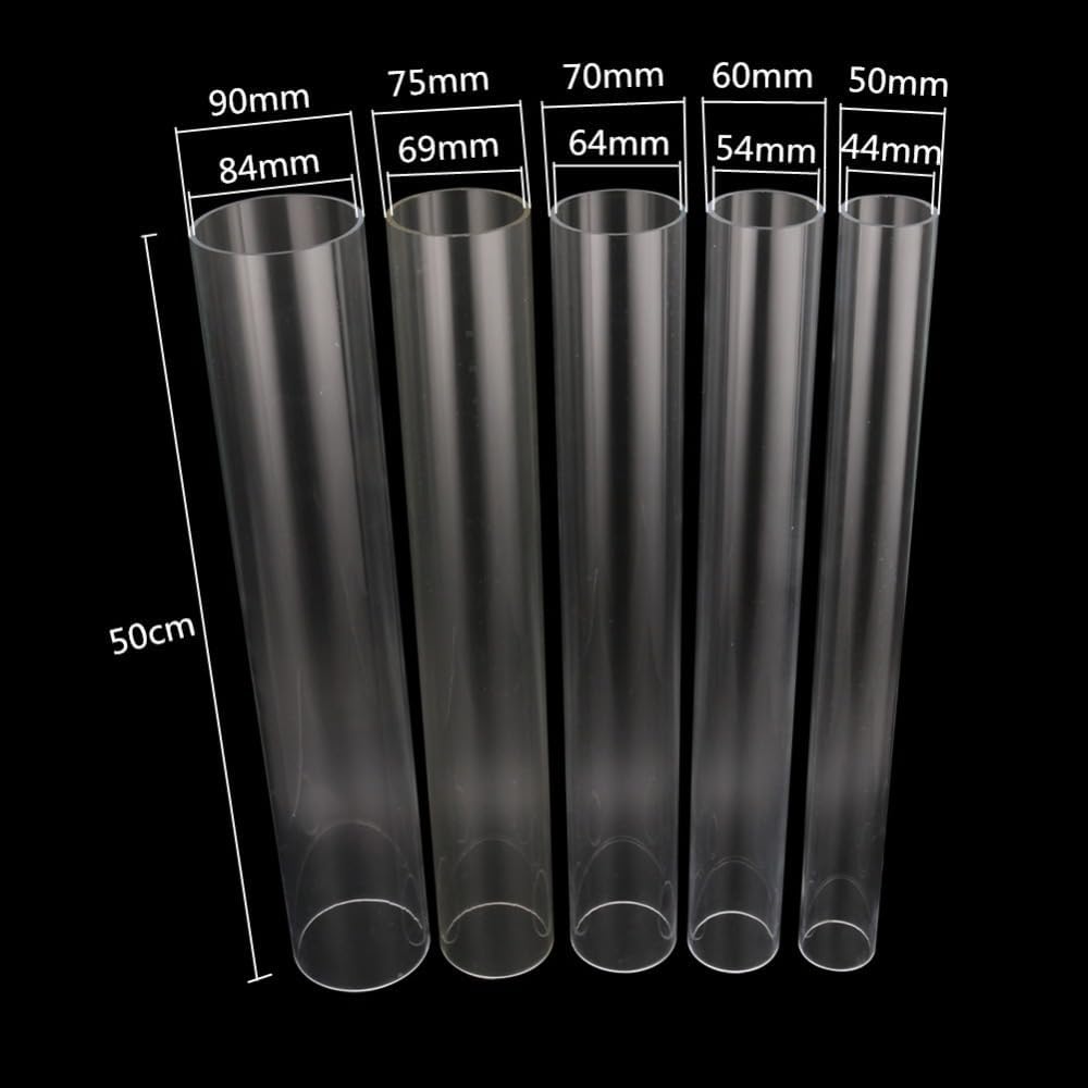 Clear Acrylic Tube Transparent Acrylic Tube for Aquarium Fish Tank Supplies Garden Watering Fittings Water Supply Pipe Length 50cm 1pc(70MM*50CM)