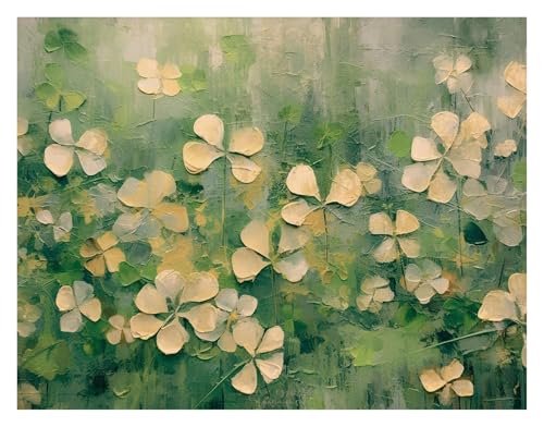 Tableau déco nature trèfle irlandais St Patrick peinture fleurs affiche verte - 2