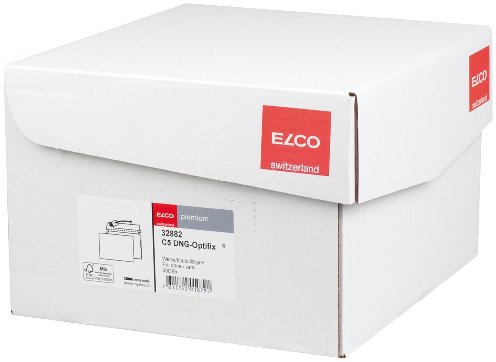 Elco 32882 Premium Briefumschlag, Innendruck vorhanden, C5, 229 x 162 mm, 80 g/qm, 500 Stück, hochweiß