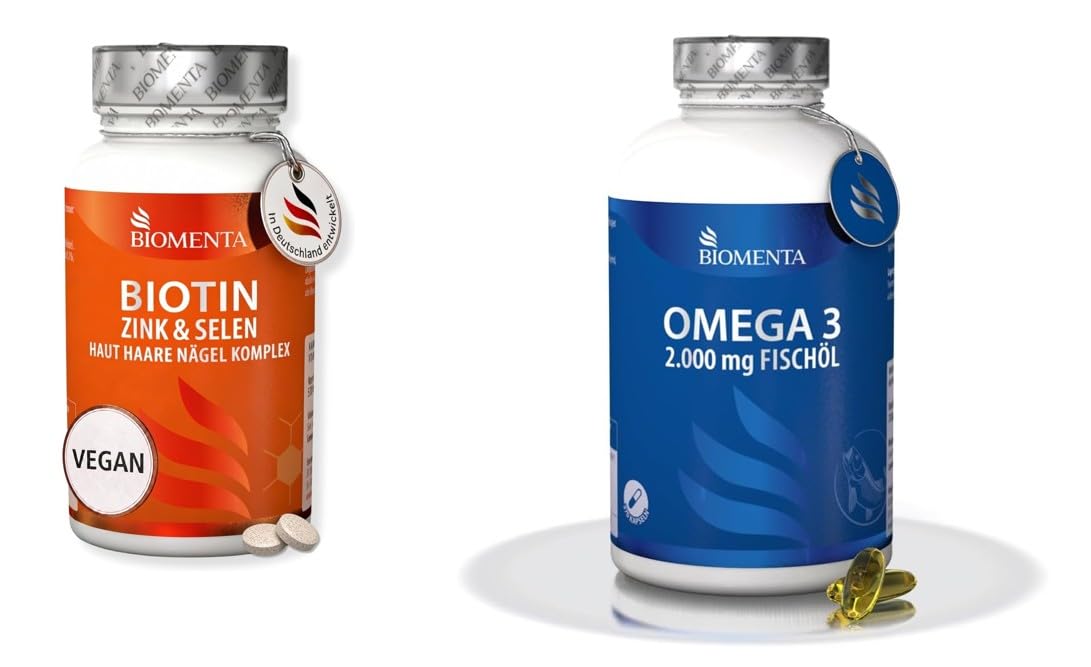 Biotin Zink Selen + Omega 3 Fischöl Bundle