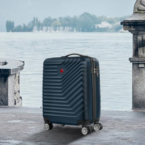 Image of WENGER, Trayn Plus, Carry-On Hardside Suitcase, 36 litres, Navy, 653943, Swiss Designed