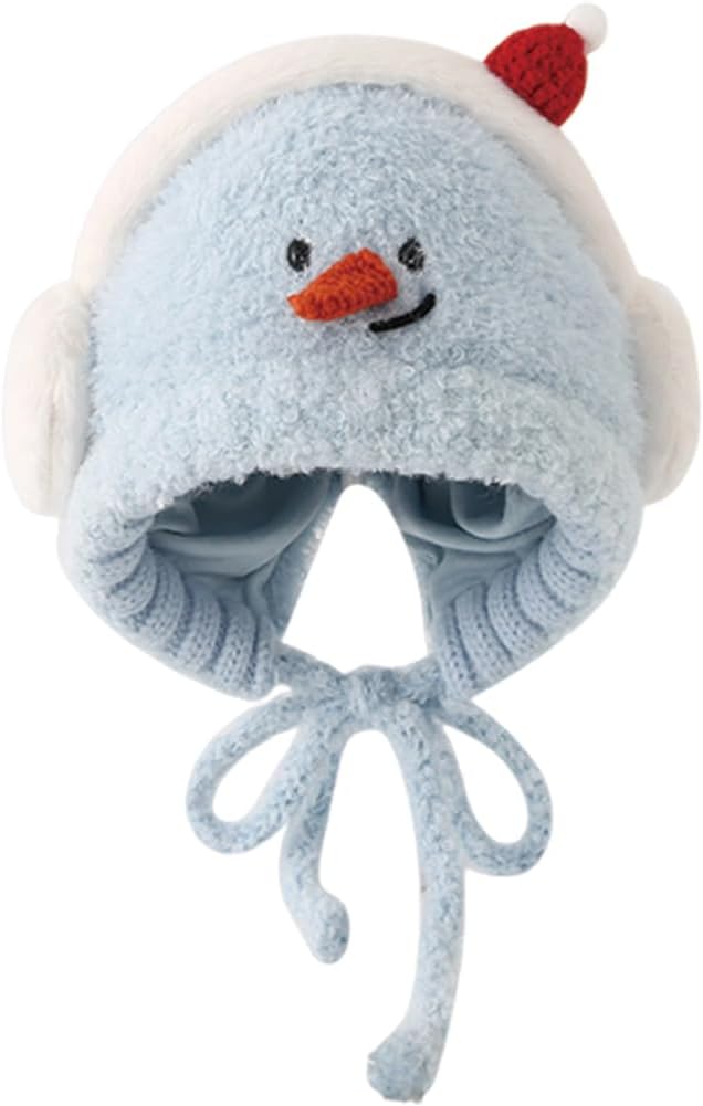 Knit Hats Winter Fleece Lining Skiing Winter Caps for Boys Girls Cute Animal Character with Warm Ear Flap