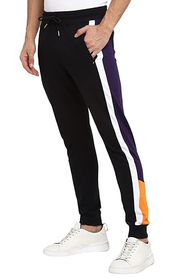 Men's Colour Blocked Solid Slim Joggers Track Pants