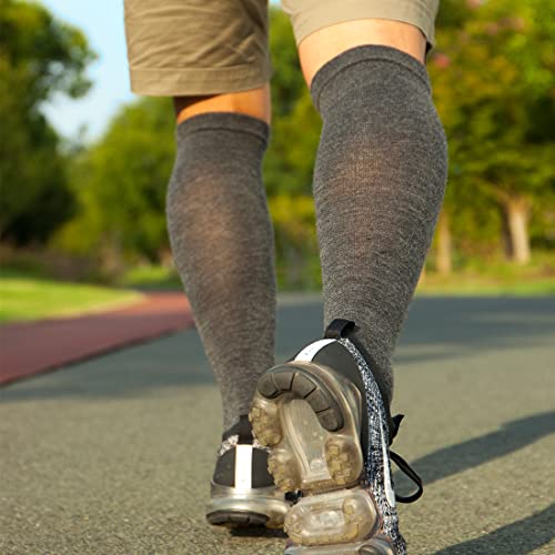 Image of ja vie Ultra Warm Merino Wool Compression Socks for Men & Women Cushion Crew Socks for Running Cycling Travel (15-20mmHg)