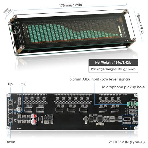 Image of Douk Audio Plastic Nobsound Music Spectrum Audio 15 Level Indicator VU Meter Screen Amplifier VFD LED Display (PJ454)