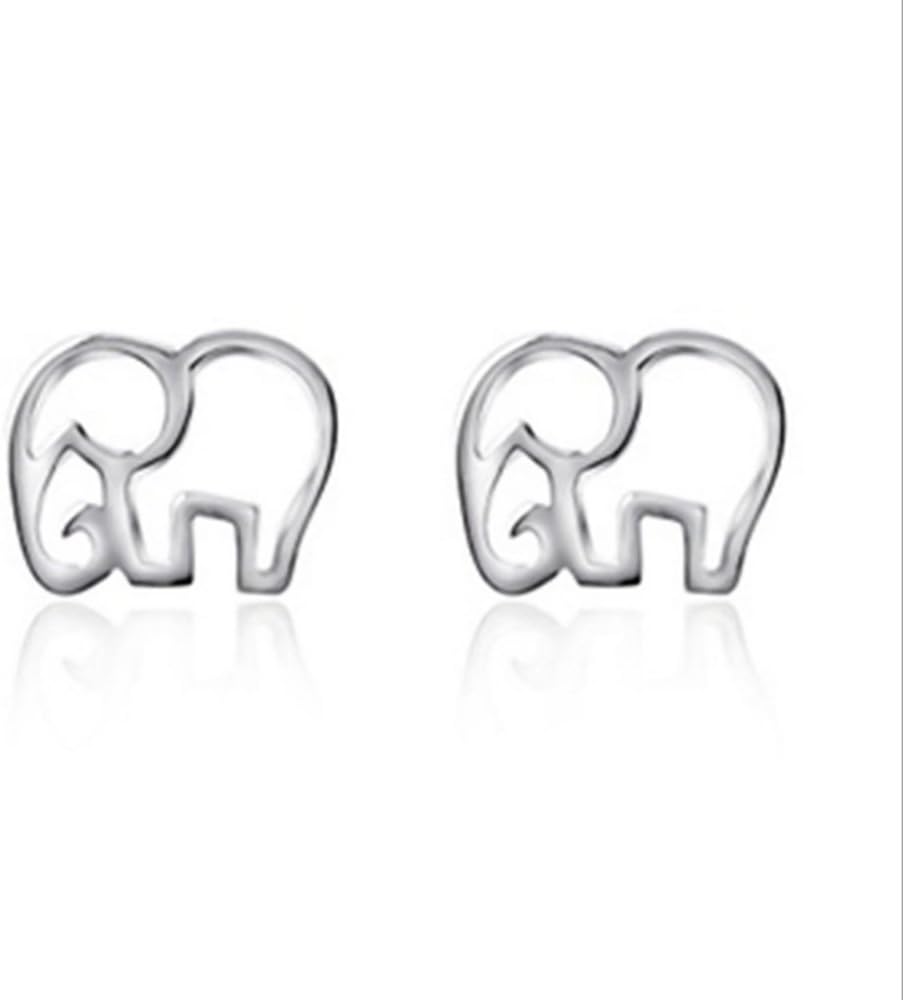 925 Sterling Silver Hollow Elephant Stud Earrings