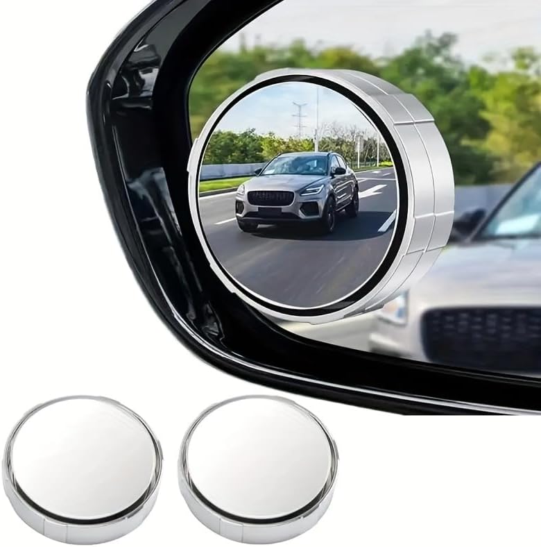 Raamesht Car Glass Mirror Blind Spot, 360° Mirror, Rear View Convex Mirror, Parking Mirror Car, Mirror Accessories Frameless Suitable All Cars and Bike (Pack of 2)