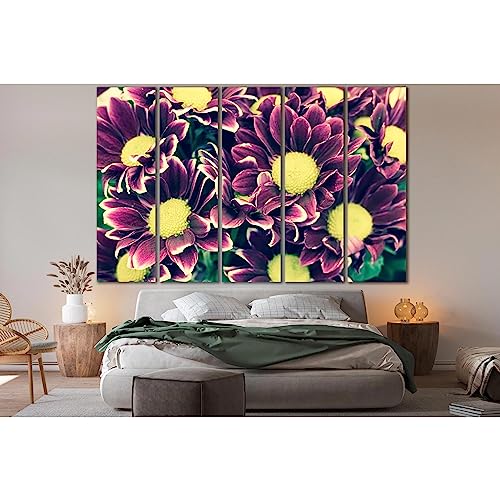 Impression sur toile fleurs ZELLART tableau 5 panneaux 140x90cm pour salon