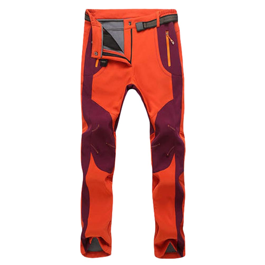 Secado Rápido Termico Pantalon Softshell Unisex Pantalones de Montaña Impermeable Trekking Caliente Elasticidad Pantalones (Naranja(Mujer),S)