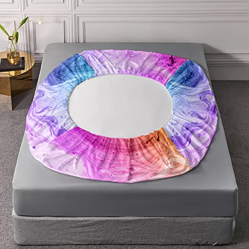 Ailonen Tie Dye Fitted Sheet Full Size,Teen Girl Bed Sheet Set Colorful Marble Bedding Set For Kids Girls,1 Fitted Sheet And 2 Pillow Case,3 Piece #TOP2