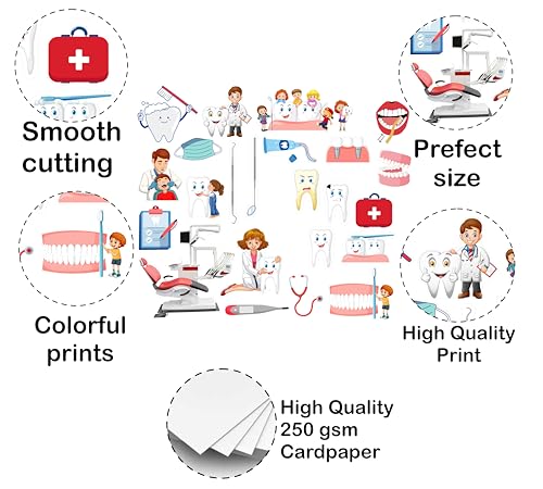 Image of Dentist Theme Photo Booth Props | 20+ Piece Dental Care Set for Kids Photoshoot | Toothbrush, Teeth & Dental Tool Props - Premium Cardstock
