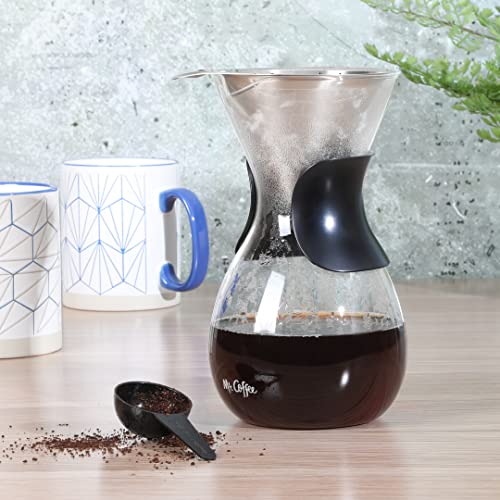 Mr. Coffee Verduzco 3 Piece 34 OZ Borosilicate Glass Pour Over Coffee Maker w/Hand Guard