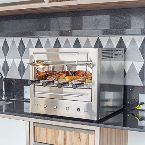 Churrasqueira Assador Gourmet Elétrica Rotativa de Bancada Aço In...