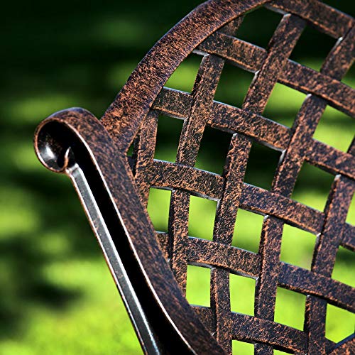 Lazy Susan Mia Round Garden Table and 4 Chairs Set | Cast Aluminium Furniture | Maintenance-free | Weatherproof | Antique Bronze Finish | 4 Kate Chairs - Image 5