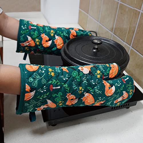 Heat-Resistant-Kitchen-Oven-Mitts-with-Non-Slip-Silicone-Printed-Set-of-2-Oven-Gloves-for-BBQ-Cooking-Baking-Grilling-BarbecueMicrowave-Machine-Washable-Fox-Oven-Mitts Heat Resistant Kitchen Oven Mitts with Non Slip Silicone Printed Set of 2 Oven Gloves for BBQ Cooking Baking Grilling BarbecueMicrowave Machine Washable Fox Oven Mitts