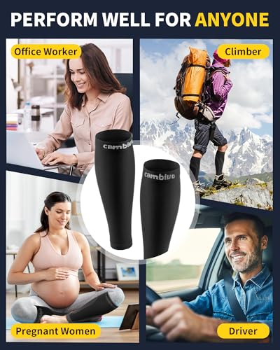 Image of CAMBIVO Calf Compression Sleeve 3 Pairs Footless Compression Socks Running