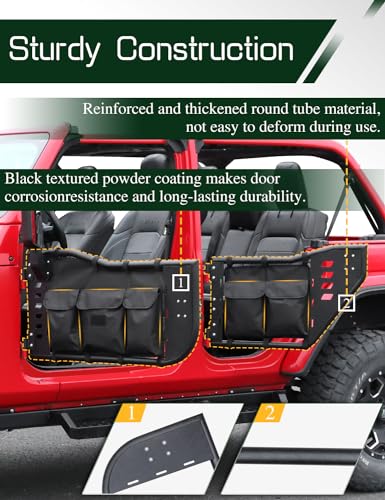 Image of Tube Half Doors Off Road Tubular Summer Doors Fit for Jeep Wrangler JL Unlimited | Gladiator JT 2018~2026 4-Door (excludeJK&2Door Models)| Front & Rear Doors 4PCS |Door storage bag