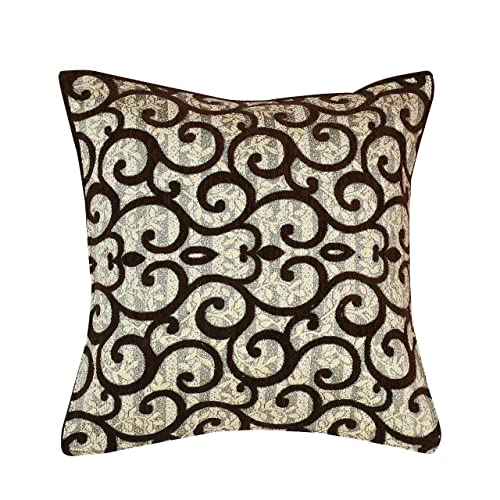 Image of SAWNA Homes 5 Seater Sofa Set with Cushion Covers for Living Comfort - 3 Seater and 2 Seater Sofa Covers with Arm Cover Set for Home - 16 Pcs Chenille Slip Cover for Sofa Couch Living Room, (Coffee)