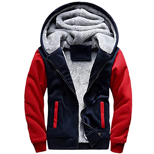 ELEFINE Boys Men's Fleece Thick Hoodies Cosplay Uchiha Itachi Mangekyo Sharingan Zip Jacket (Navy&Red, X-Large(adult))