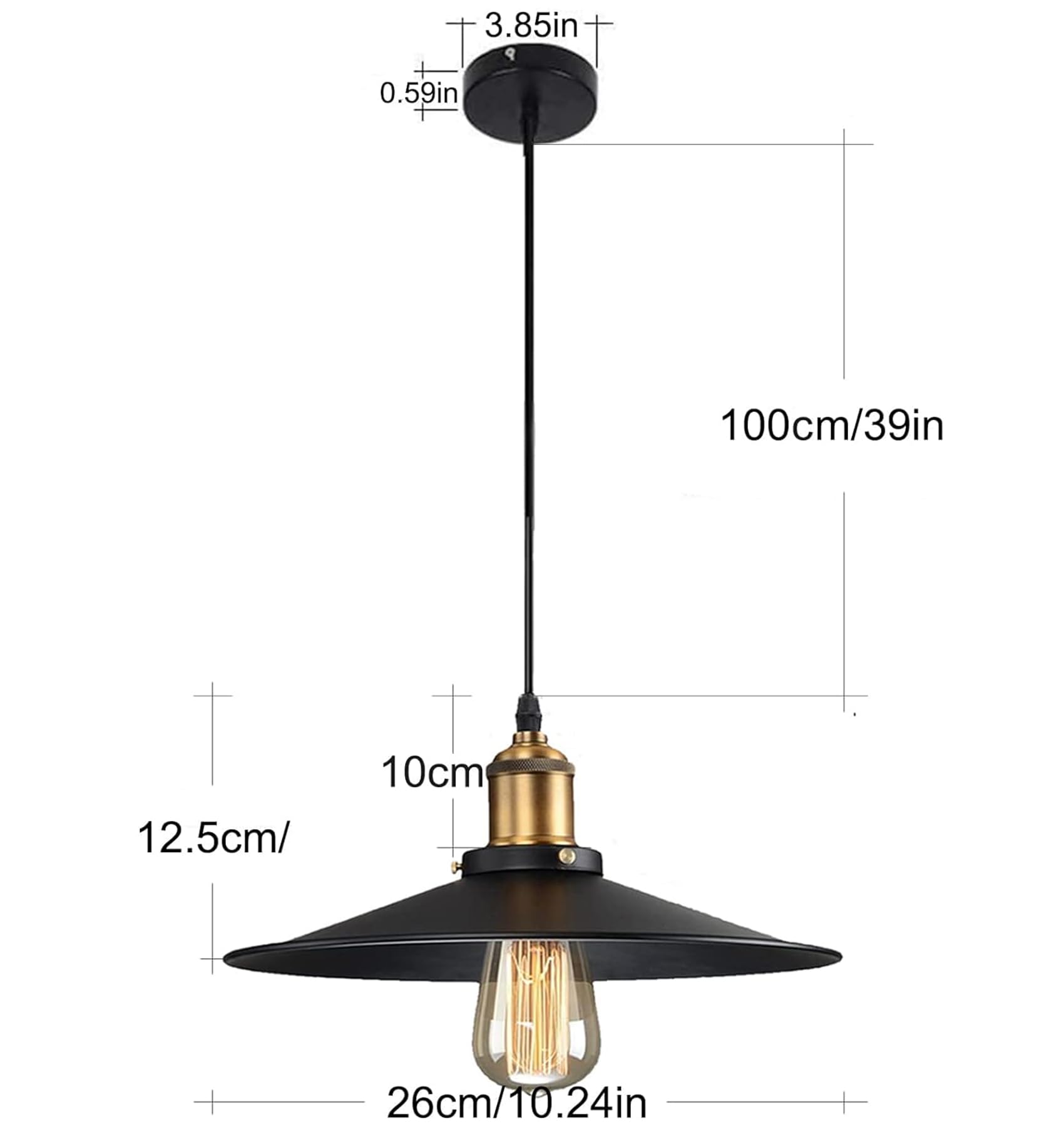 HTRUIYATY 2pcs Industrial Vintage LáMpara Colgante E27 Retro Metal Lamparas De Techo Loft Restaurante Cocina LáMpara De Viento-26 cm