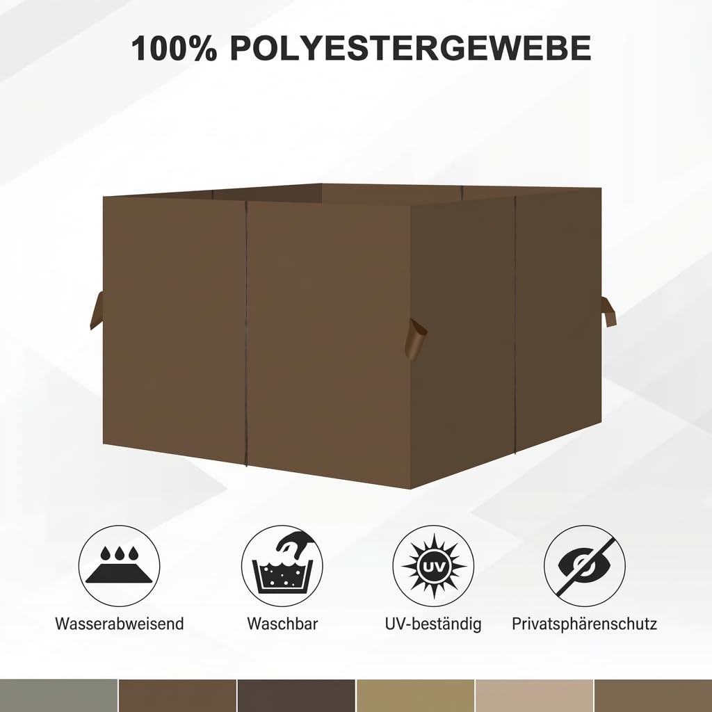 Aoodor Garden Outdoor Vorhang, 4 Stück Pavillon Seitenteile, Wasserdichte Sichtschutz Gardinen mit Reißverschluss für Terrassen-Pergolen und Markisen (nur Vorhänge)