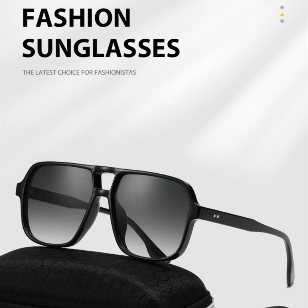 Gafas de sol de piloto cuadradas con doble puente estilo vintage retro clásico con protección UV400 para hombre y mujer elegantes y a la moda.