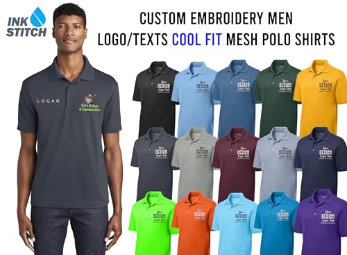 INK STITCH Men St640 Custom Embroidery Personalized Logo Texs Mesh Cool Fit Polo Shirts3