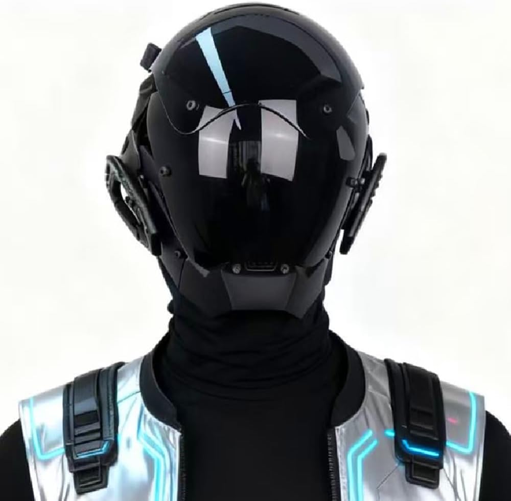 punk Gothic Mask Helmet for Adult,Techwear mask, Halloween Cosplay Costume Accessory with Bluetooth App Control